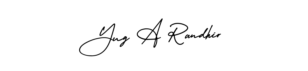 Use a signature maker to create a handwritten signature online. With this signature software, you can design (AmerikaSignatureDemo-Regular) your own signature for name Yug A Randhir. Yug A Randhir signature style 3 images and pictures png