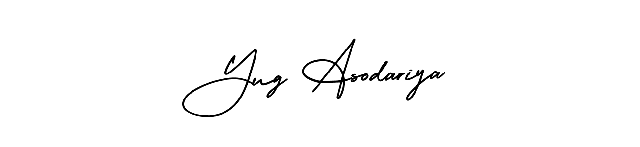 The best way (AmerikaSignatureDemo-Regular) to make a short signature is to pick only two or three words in your name. The name Yug Asodariya include a total of six letters. For converting this name. Yug Asodariya signature style 3 images and pictures png