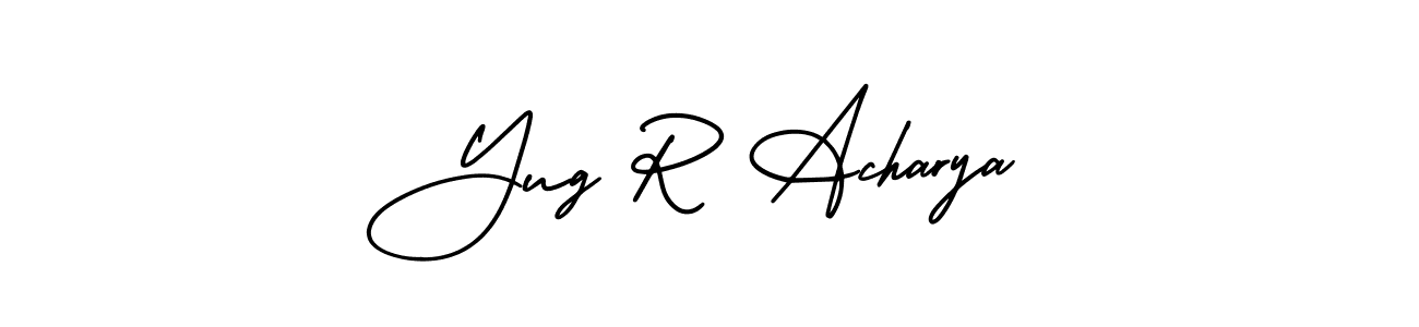 The best way (AmerikaSignatureDemo-Regular) to make a short signature is to pick only two or three words in your name. The name Yug R Acharya include a total of six letters. For converting this name. Yug R Acharya signature style 3 images and pictures png