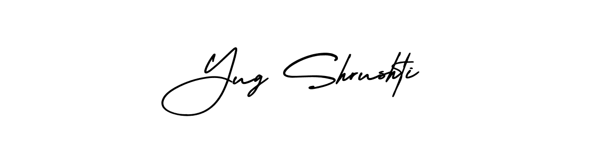 The best way (AmerikaSignatureDemo-Regular) to make a short signature is to pick only two or three words in your name. The name Yug Shrushti include a total of six letters. For converting this name. Yug Shrushti signature style 3 images and pictures png