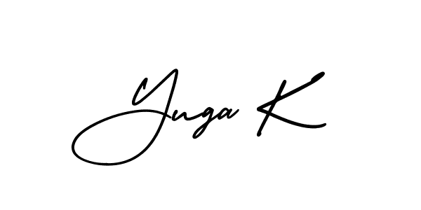 Yuga K stylish signature style. Best Handwritten Sign (AmerikaSignatureDemo-Regular) for my name. Handwritten Signature Collection Ideas for my name Yuga K. Yuga K signature style 3 images and pictures png