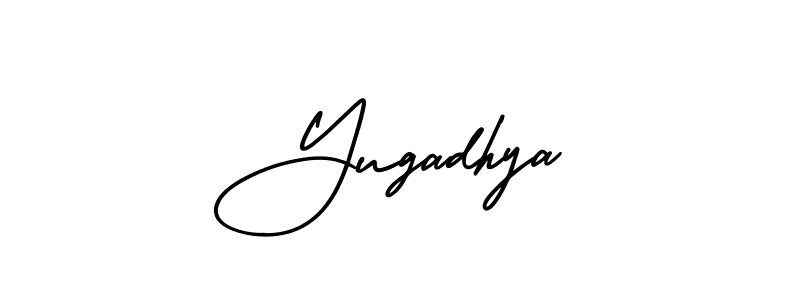 This is the best signature style for the Yugadhya name. Also you like these signature font (AmerikaSignatureDemo-Regular). Mix name signature. Yugadhya signature style 3 images and pictures png