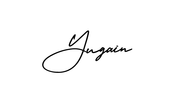 How to make Yugain name signature. Use AmerikaSignatureDemo-Regular style for creating short signs online. This is the latest handwritten sign. Yugain signature style 3 images and pictures png