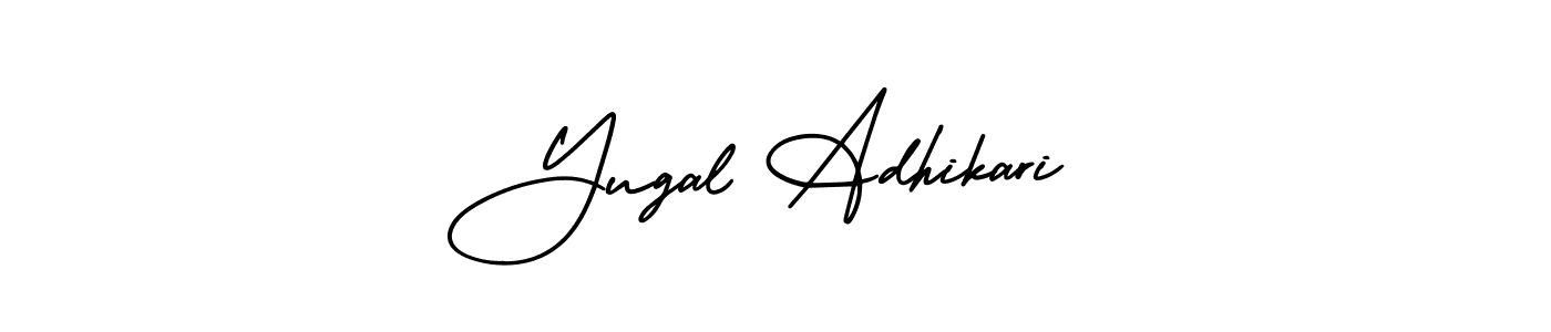 This is the best signature style for the Yugal Adhikari name. Also you like these signature font (AmerikaSignatureDemo-Regular). Mix name signature. Yugal Adhikari signature style 3 images and pictures png