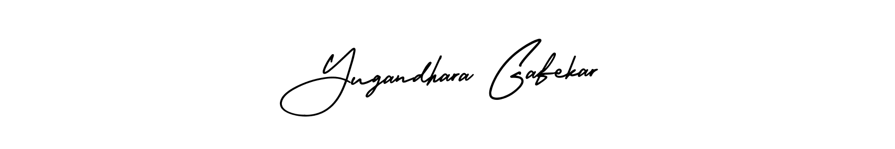 You should practise on your own different ways (AmerikaSignatureDemo-Regular) to write your name (Yugandhara Gafekar) in signature. don't let someone else do it for you. Yugandhara Gafekar signature style 3 images and pictures png