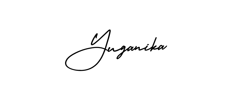 The best way (AmerikaSignatureDemo-Regular) to make a short signature is to pick only two or three words in your name. The name Yuganika include a total of six letters. For converting this name. Yuganika signature style 3 images and pictures png