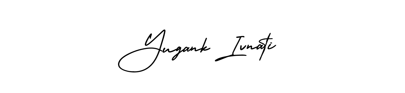 You should practise on your own different ways (AmerikaSignatureDemo-Regular) to write your name (Yugank Ivnati) in signature. don't let someone else do it for you. Yugank Ivnati signature style 3 images and pictures png