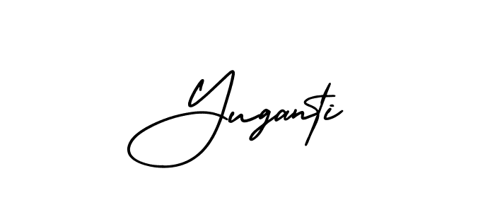 The best way (AmerikaSignatureDemo-Regular) to make a short signature is to pick only two or three words in your name. The name Yuganti include a total of six letters. For converting this name. Yuganti signature style 3 images and pictures png