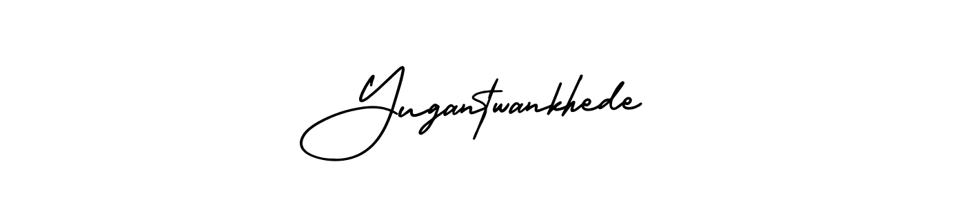 You should practise on your own different ways (AmerikaSignatureDemo-Regular) to write your name (Yugantwankhede) in signature. don't let someone else do it for you. Yugantwankhede signature style 3 images and pictures png