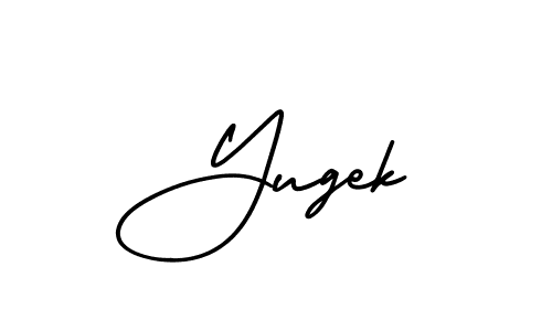 How to make Yugek name signature. Use AmerikaSignatureDemo-Regular style for creating short signs online. This is the latest handwritten sign. Yugek signature style 3 images and pictures png
