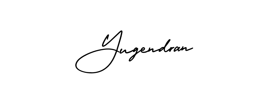 The best way (AmerikaSignatureDemo-Regular) to make a short signature is to pick only two or three words in your name. The name Yugendran include a total of six letters. For converting this name. Yugendran signature style 3 images and pictures png