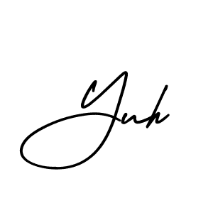 Use a signature maker to create a handwritten signature online. With this signature software, you can design (AmerikaSignatureDemo-Regular) your own signature for name Yuh. Yuh signature style 3 images and pictures png