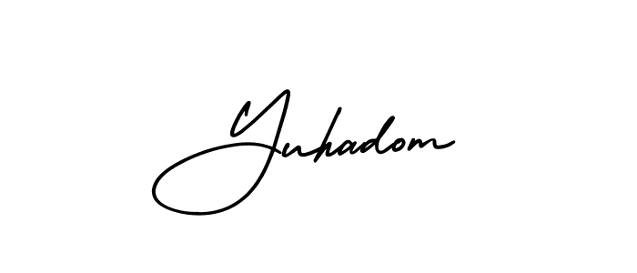 Use a signature maker to create a handwritten signature online. With this signature software, you can design (AmerikaSignatureDemo-Regular) your own signature for name Yuhadom. Yuhadom signature style 3 images and pictures png