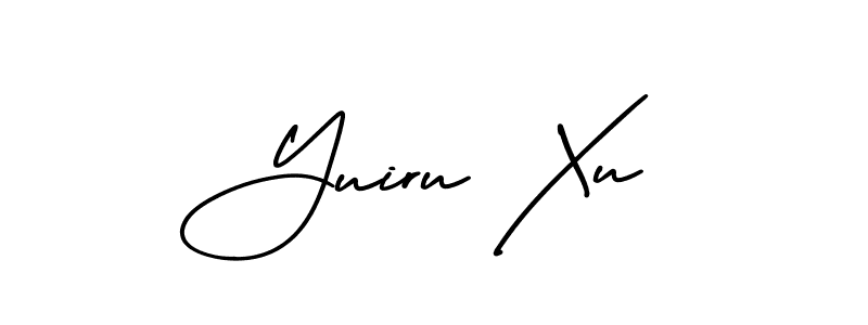 You should practise on your own different ways (AmerikaSignatureDemo-Regular) to write your name (Yuiru Xu) in signature. don't let someone else do it for you. Yuiru Xu signature style 3 images and pictures png