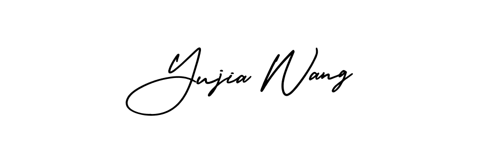 The best way (AmerikaSignatureDemo-Regular) to make a short signature is to pick only two or three words in your name. The name Yujia Wang include a total of six letters. For converting this name. Yujia Wang signature style 3 images and pictures png