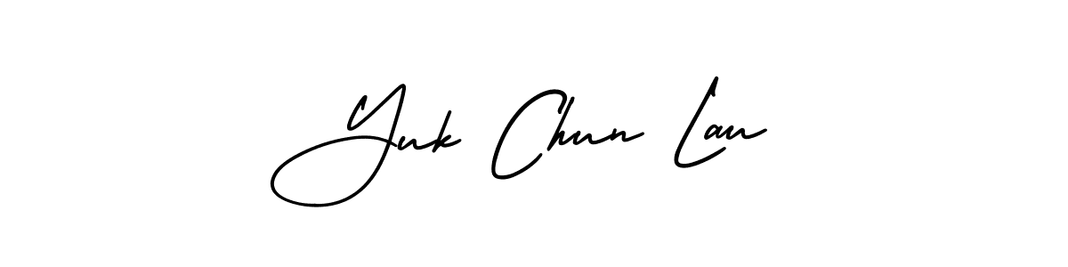 This is the best signature style for the Yuk Chun Lau name. Also you like these signature font (AmerikaSignatureDemo-Regular). Mix name signature. Yuk Chun Lau signature style 3 images and pictures png
