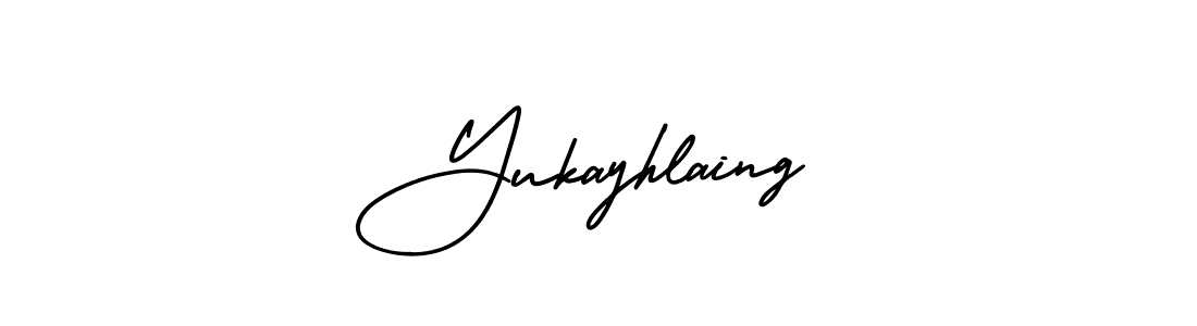 You should practise on your own different ways (AmerikaSignatureDemo-Regular) to write your name (Yukayhlaing) in signature. don't let someone else do it for you. Yukayhlaing signature style 3 images and pictures png