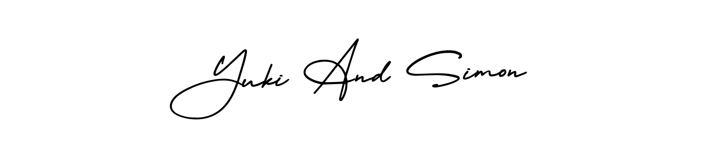 Similarly AmerikaSignatureDemo-Regular is the best handwritten signature design. Signature creator online .You can use it as an online autograph creator for name Yuki And Simon. Yuki And Simon signature style 3 images and pictures png