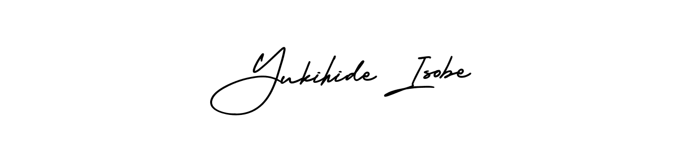 You should practise on your own different ways (AmerikaSignatureDemo-Regular) to write your name (Yukihide Isobe) in signature. don't let someone else do it for you. Yukihide Isobe signature style 3 images and pictures png