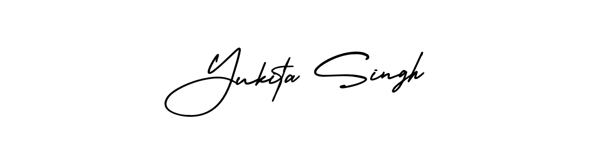 The best way (AmerikaSignatureDemo-Regular) to make a short signature is to pick only two or three words in your name. The name Yukita Singh include a total of six letters. For converting this name. Yukita Singh signature style 3 images and pictures png