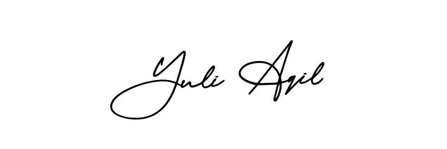 Similarly AmerikaSignatureDemo-Regular is the best handwritten signature design. Signature creator online .You can use it as an online autograph creator for name Yuli Aqil. Yuli Aqil signature style 3 images and pictures png