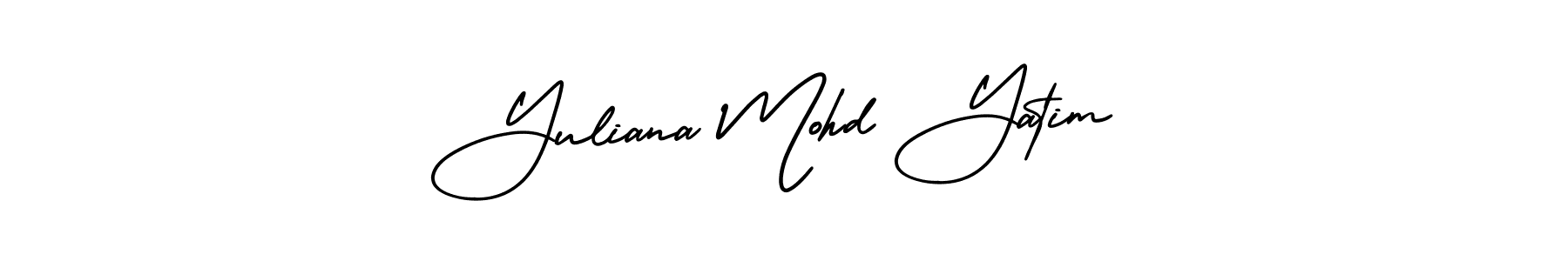 You should practise on your own different ways (AmerikaSignatureDemo-Regular) to write your name (Yuliana Mohd Yatim) in signature. don't let someone else do it for you. Yuliana Mohd Yatim signature style 3 images and pictures png