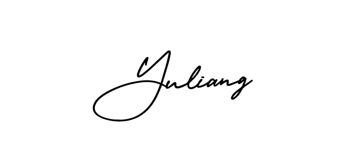 How to make Yuliang name signature. Use AmerikaSignatureDemo-Regular style for creating short signs online. This is the latest handwritten sign. Yuliang signature style 3 images and pictures png