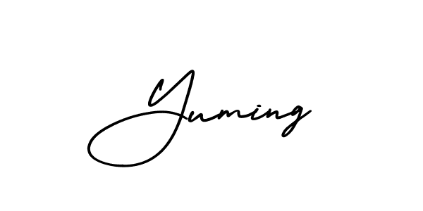 Create a beautiful signature design for name Yuming. With this signature (AmerikaSignatureDemo-Regular) fonts, you can make a handwritten signature for free. Yuming signature style 3 images and pictures png