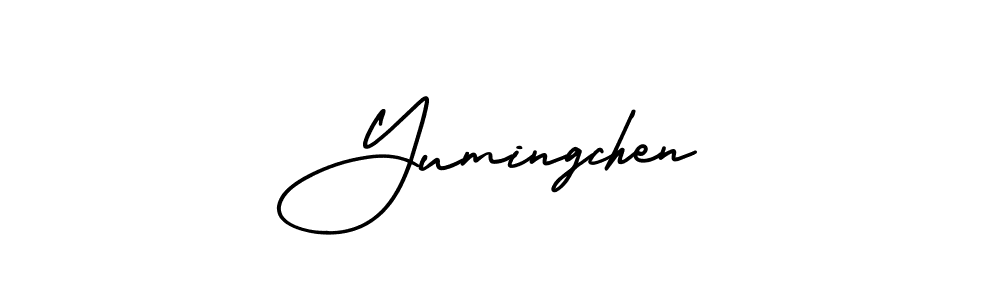 The best way (AmerikaSignatureDemo-Regular) to make a short signature is to pick only two or three words in your name. The name Yumingchen include a total of six letters. For converting this name. Yumingchen signature style 3 images and pictures png