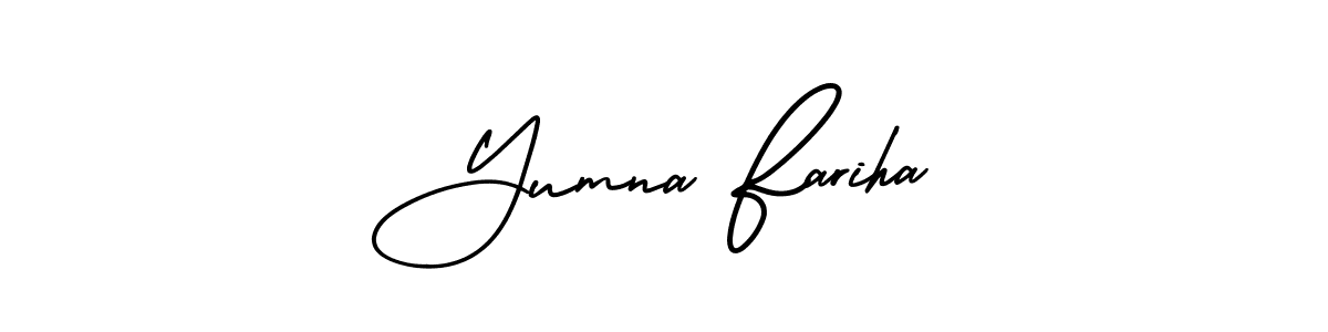 Use a signature maker to create a handwritten signature online. With this signature software, you can design (AmerikaSignatureDemo-Regular) your own signature for name Yumna Fariha. Yumna Fariha signature style 3 images and pictures png