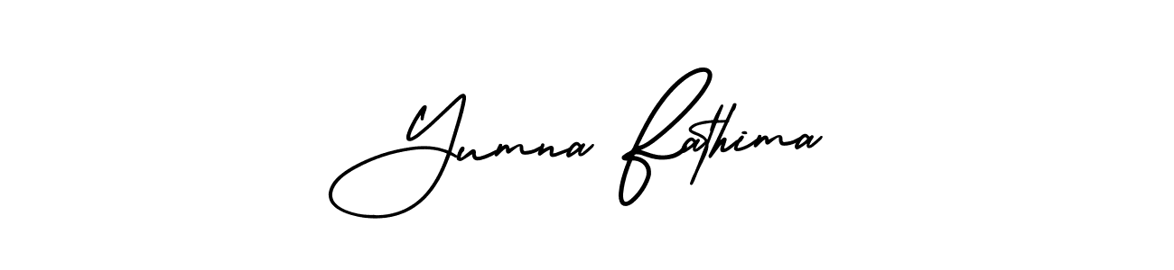 How to make Yumna Fathima signature? AmerikaSignatureDemo-Regular is a professional autograph style. Create handwritten signature for Yumna Fathima name. Yumna Fathima signature style 3 images and pictures png