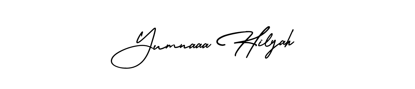 It looks lik you need a new signature style for name Yumnaaa Hilyah. Design unique handwritten (AmerikaSignatureDemo-Regular) signature with our free signature maker in just a few clicks. Yumnaaa Hilyah signature style 3 images and pictures png