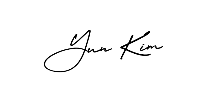 Yun Kim stylish signature style. Best Handwritten Sign (AmerikaSignatureDemo-Regular) for my name. Handwritten Signature Collection Ideas for my name Yun Kim. Yun Kim signature style 3 images and pictures png