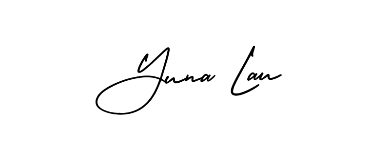 How to make Yuna Lau signature? AmerikaSignatureDemo-Regular is a professional autograph style. Create handwritten signature for Yuna Lau name. Yuna Lau signature style 3 images and pictures png