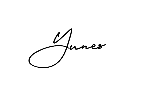 Use a signature maker to create a handwritten signature online. With this signature software, you can design (AmerikaSignatureDemo-Regular) your own signature for name Yunes. Yunes signature style 3 images and pictures png