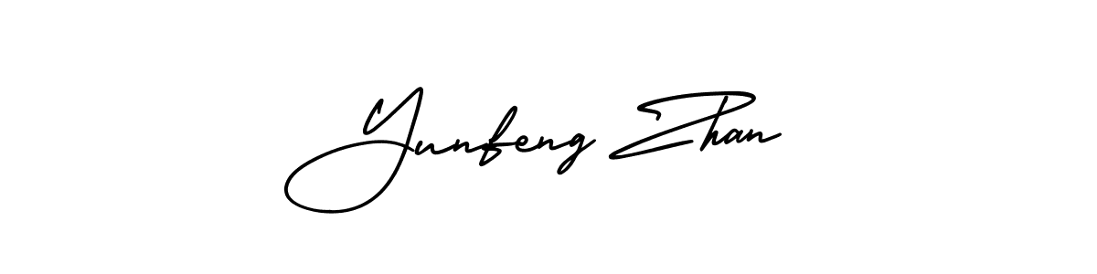 if you are searching for the best signature style for your name Yunfeng Zhan. so please give up your signature search. here we have designed multiple signature styles  using AmerikaSignatureDemo-Regular. Yunfeng Zhan signature style 3 images and pictures png