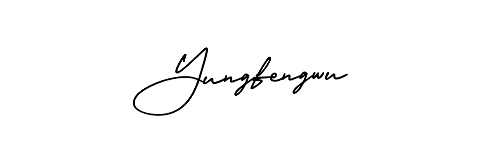 Similarly AmerikaSignatureDemo-Regular is the best handwritten signature design. Signature creator online .You can use it as an online autograph creator for name Yungfengwu. Yungfengwu signature style 3 images and pictures png