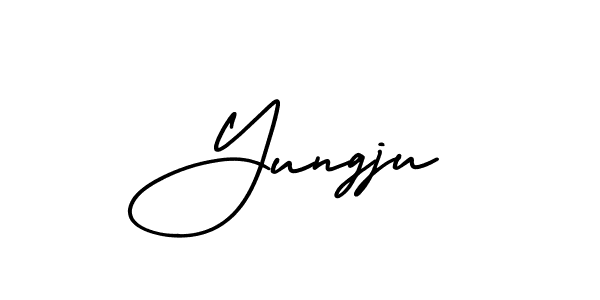 How to Draw Yungju signature style? AmerikaSignatureDemo-Regular is a latest design signature styles for name Yungju. Yungju signature style 3 images and pictures png