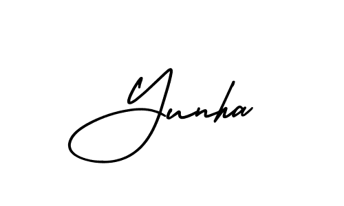 Create a beautiful signature design for name Yunha. With this signature (AmerikaSignatureDemo-Regular) fonts, you can make a handwritten signature for free. Yunha signature style 3 images and pictures png