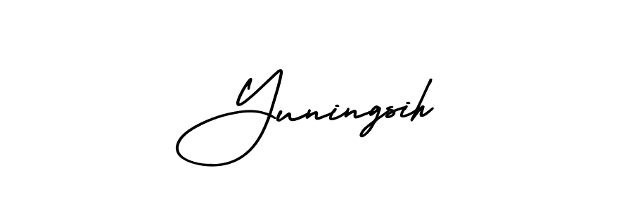This is the best signature style for the Yuningsih name. Also you like these signature font (AmerikaSignatureDemo-Regular). Mix name signature. Yuningsih signature style 3 images and pictures png