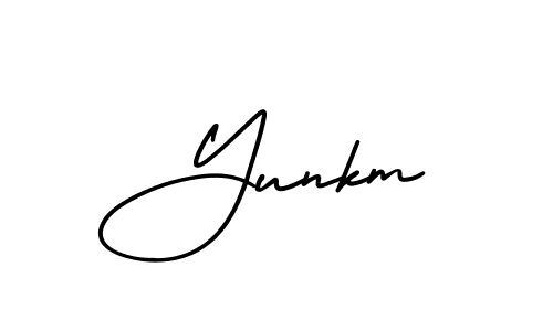 Make a beautiful signature design for name Yunkm. With this signature (AmerikaSignatureDemo-Regular) style, you can create a handwritten signature for free. Yunkm signature style 3 images and pictures png