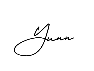 You should practise on your own different ways (AmerikaSignatureDemo-Regular) to write your name (Yunn) in signature. don't let someone else do it for you. Yunn signature style 3 images and pictures png