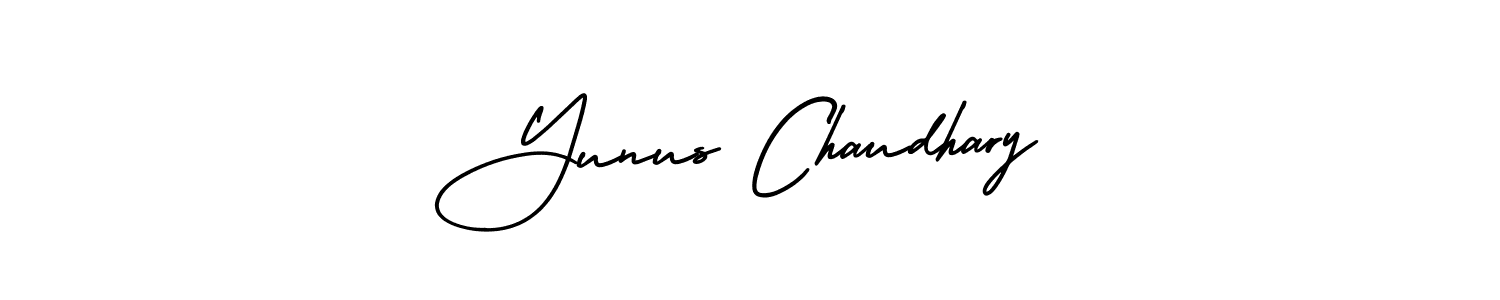 You should practise on your own different ways (AmerikaSignatureDemo-Regular) to write your name (Yunus Chaudhary) in signature. don't let someone else do it for you. Yunus Chaudhary signature style 3 images and pictures png