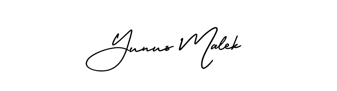 Create a beautiful signature design for name Yunus Malek. With this signature (AmerikaSignatureDemo-Regular) fonts, you can make a handwritten signature for free. Yunus Malek signature style 3 images and pictures png