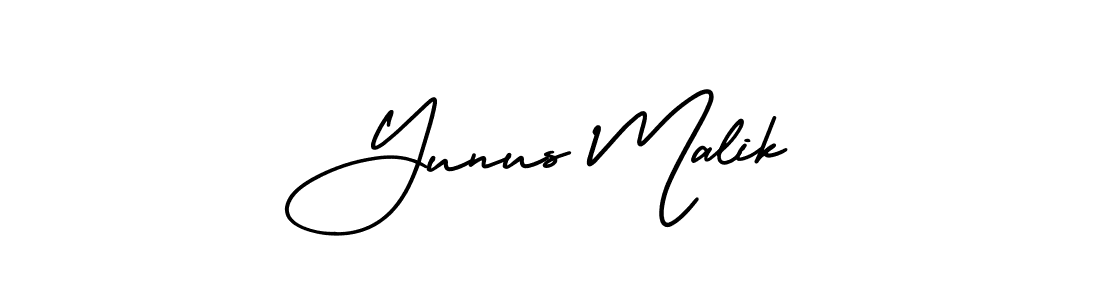 How to make Yunus Malik name signature. Use AmerikaSignatureDemo-Regular style for creating short signs online. This is the latest handwritten sign. Yunus Malik signature style 3 images and pictures png