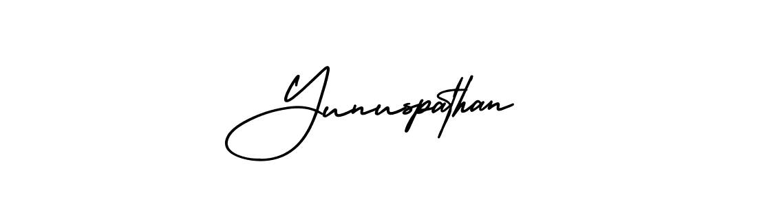 The best way (AmerikaSignatureDemo-Regular) to make a short signature is to pick only two or three words in your name. The name Yunuspathan include a total of six letters. For converting this name. Yunuspathan signature style 3 images and pictures png