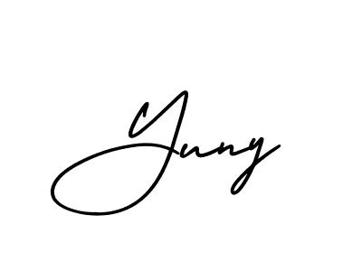 How to make Yuny name signature. Use AmerikaSignatureDemo-Regular style for creating short signs online. This is the latest handwritten sign. Yuny signature style 3 images and pictures png