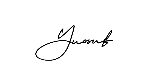How to make Yuosuf name signature. Use AmerikaSignatureDemo-Regular style for creating short signs online. This is the latest handwritten sign. Yuosuf signature style 3 images and pictures png