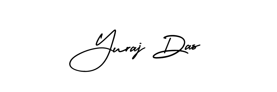 You should practise on your own different ways (AmerikaSignatureDemo-Regular) to write your name (Yuraj Das) in signature. don't let someone else do it for you. Yuraj Das signature style 3 images and pictures png