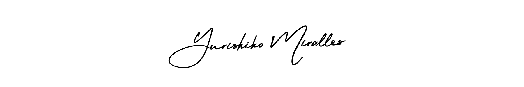 You should practise on your own different ways (AmerikaSignatureDemo-Regular) to write your name (Yurishiko Miralles) in signature. don't let someone else do it for you. Yurishiko Miralles signature style 3 images and pictures png